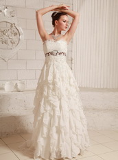 Pretty A-line Wedding Dress With Lace and Chiffon Ruffled Skirt Low Price