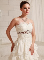 Pretty A-line Wedding Dress With Lace and Chiffon Ruffled Skirt Low Price