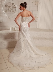 Sequins Over Bodice Sweetheart Wedding Bridal Gowns Low Price Low Price