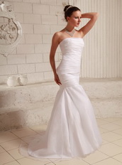 Simple Organza and Taffeta Wedding Dress Mermaid Brush Train Low Price