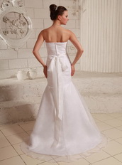 Simple Organza and Taffeta Wedding Dress Mermaid Brush Train Low Price