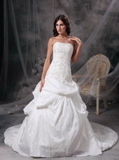 White Strapless Puffy Bubble Wedding Dress By Top Designer Low Price