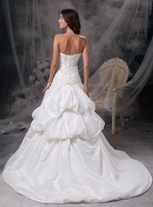 White Strapless Puffy Bubble Wedding Dress By Top Designer Low Price