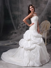 White Strapless Puffy Bubble Wedding Dress By Top Designer Low Price