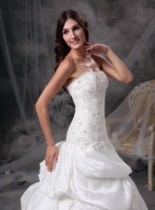 White Strapless Puffy Bubble Wedding Dress By Top Designer Low Price