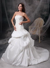 White Strapless Puffy Bubble Wedding Dress By Top Designer Low Price
