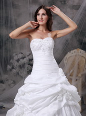 White Taffeta Custom Make Puffy Wedding Dress Western Low Price