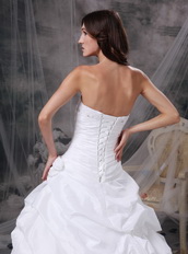 White Taffeta Custom Make Puffy Wedding Dress Western Low Price
