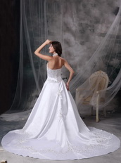 Ivory Halter Embroidery Wedding Dress With Detachable Train Low Price