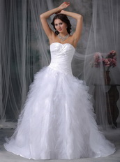 Pretty Ruffles Puffy Skirt Wedding Party Bride Dress White Low Price