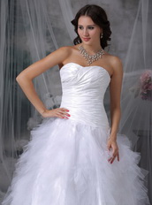 Pretty Ruffles Puffy Skirt Wedding Party Bride Dress White Low Price