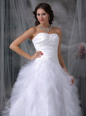 Pretty Ruffles Puffy Skirt Wedding Party Bride Dress White Low Price