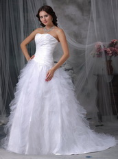 Pretty Ruffles Puffy Skirt Wedding Party Bride Dress White Low Price