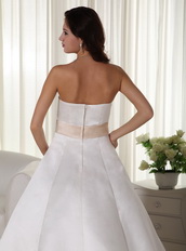 Inexpensive Champagne Appliques Wedding Dress With Belt Low Price