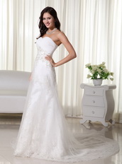 Chapel Train Beautiful Los Angel Wedding Dress With Lace Low Price