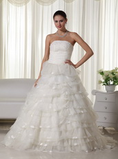 Pretty Strapless Wedding Dress With Layers Puffy Skirt Low Price