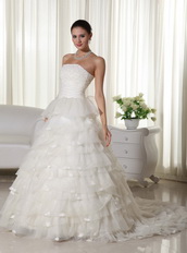 Pretty Strapless Wedding Dress With Layers Puffy Skirt Low Price