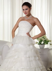 Pretty Strapless Wedding Dress With Layers Puffy Skirt Low Price