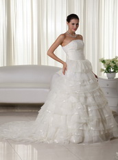 Pretty Strapless Wedding Dress With Layers Puffy Skirt Low Price