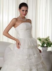 Pretty Strapless Wedding Dress With Layers Puffy Skirt Low Price