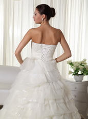 Pretty Strapless Wedding Dress With Layers Puffy Skirt Low Price