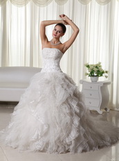 Pretty Strapless Ruffled Skirt Wedding Dress By Top Designer Low Price