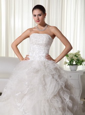 Pretty Strapless Ruffled Skirt Wedding Dress By Top Designer Low Price