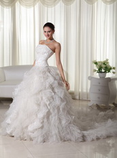 Pretty Strapless Ruffled Skirt Wedding Dress By Top Designer Low Price