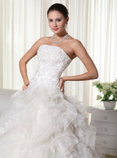 Pretty Strapless Ruffled Skirt Wedding Dress By Top Designer Low Price