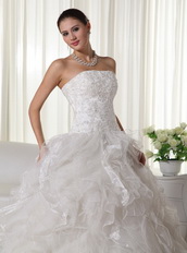 Pretty Strapless Ruffled Skirt Wedding Dress By Top Designer Low Price