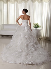 Pretty Strapless Ruffled Skirt Wedding Dress By Top Designer Low Price