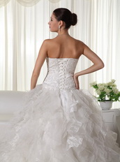 Pretty Strapless Ruffled Skirt Wedding Dress By Top Designer Low Price