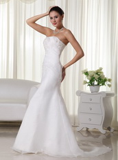 Strapless Organza Handcrafted Wedding Dress Mermaid Skirt Design Low Price