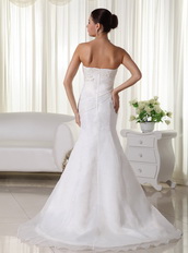 Strapless Organza Handcrafted Wedding Dress Mermaid Skirt Design Low Price
