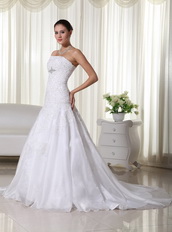 Mermaid Strapless Lovely Wedding Dress Appliques Decorate Low Price