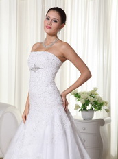 Mermaid Strapless Lovely Wedding Dress Appliques Decorate Low Price