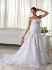 Mermaid Strapless Lovely Wedding Dress Appliques Decorate Low Price
