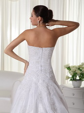 Mermaid Strapless Lovely Wedding Dress Appliques Decorate Low Price