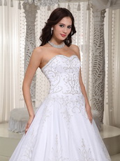 Sweetheart Embroidery Details Wedding Dress With Beading Low Price