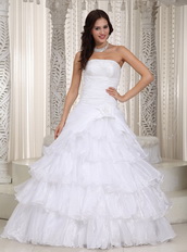 Strapless Handmade Flower Wedding Dress Layers Design Skirt Low Price