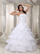 Strapless Handmade Flower Wedding Dress Layers Design Skirt Low Price