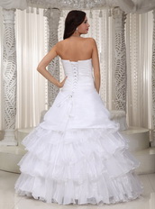 Strapless Handmade Flower Wedding Dress Layers Design Skirt Low Price