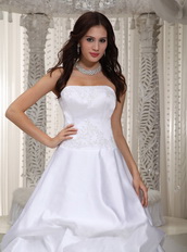 Classical Taffeta White Bubble Wedding Dress Cathedral Train Low Price