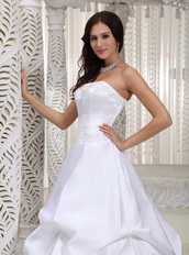 Classical Taffeta White Bubble Wedding Dress Cathedral Train Low Price