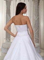 Classical Taffeta White Bubble Wedding Dress Cathedral Train Low Price