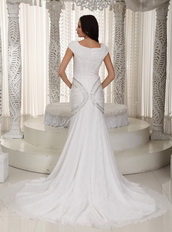 Sexy Mermaid V-neck Petite Wedding Dress With Rhinestone Low Price