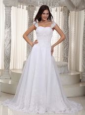 Gorgeous Cap Straps Sale Wedding Dress Decorate With Lace Low Price