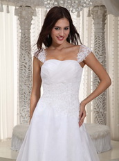 Gorgeous Cap Straps Sale Wedding Dress Decorate With Lace Low Price