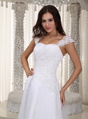 Gorgeous Cap Straps Sale Wedding Dress Decorate With Lace Low Price