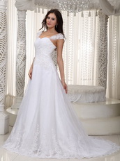 Gorgeous Cap Straps Sale Wedding Dress Decorate With Lace Low Price